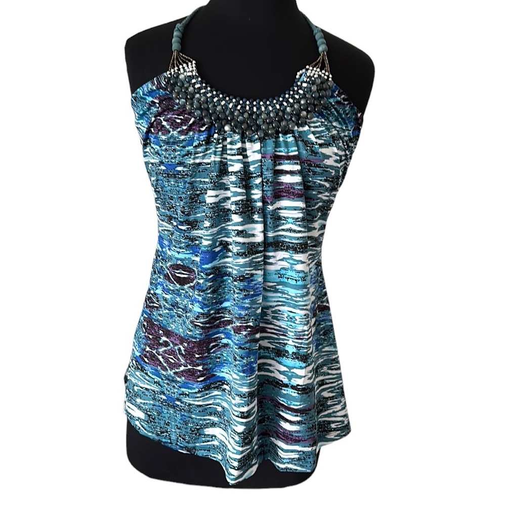 Vintage Wet Seal Beaded Halter Top Size XL